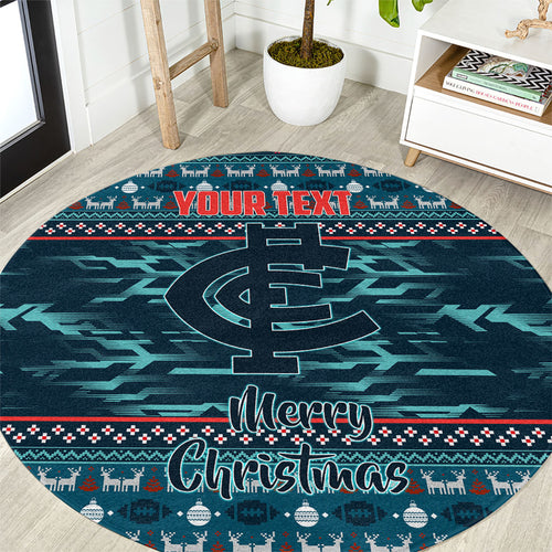 Personalized Carlton Blues Superhero Santa Christmas Round Carpet Knit Pattern Festive Footy