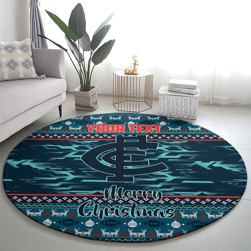 Personalized Carlton Blues Superhero Santa Christmas Round Carpet Knit Pattern Festive Footy