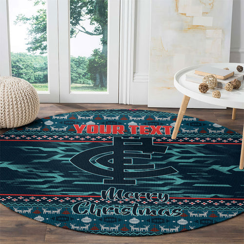 Personalized Carlton Blues Superhero Santa Christmas Round Carpet Knit Pattern Festive Footy