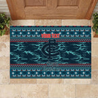 Personalized Carlton Blues Superhero Santa Christmas Rubber Doormat Knit Pattern Festive Footy