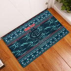Personalized Carlton Blues Superhero Santa Christmas Rubber Doormat Knit Pattern Festive Footy