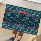 Personalized Carlton Blues Superhero Santa Christmas Rubber Doormat Knit Pattern Festive Footy