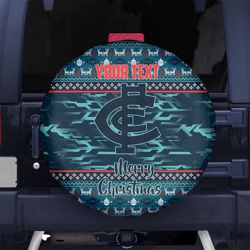 Personalized Carlton Blues Superhero Santa Christmas Spare Tire Cover Knit Pattern Festive Footy