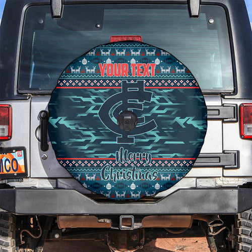 Personalized Carlton Blues Superhero Santa Christmas Spare Tire Cover Knit Pattern Festive Footy