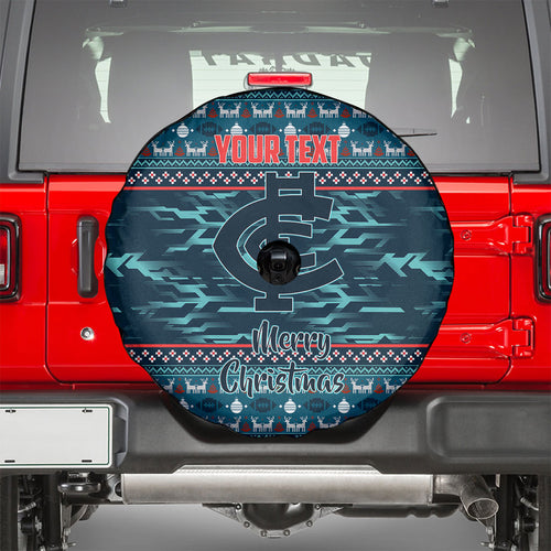Personalized Carlton Blues Superhero Santa Christmas Spare Tire Cover Knit Pattern Festive Footy