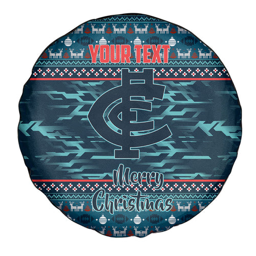 Personalized Carlton Blues Superhero Santa Christmas Spare Tire Cover Knit Pattern Festive Footy