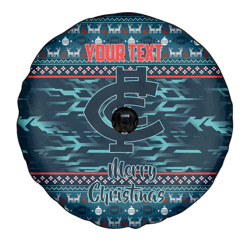 Personalized Carlton Blues Superhero Santa Christmas Spare Tire Cover Knit Pattern Festive Footy