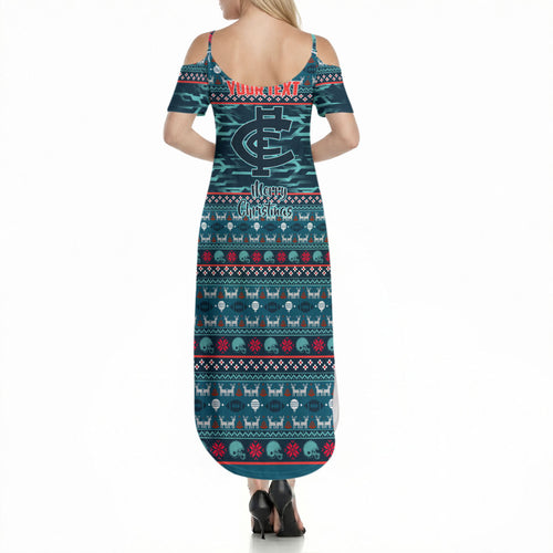 Personalized Carlton Blues Superhero Santa Christmas Summer Maxi Dress Knit Pattern Festive Footy
