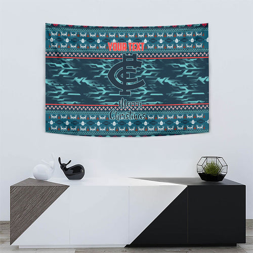 Personalized Carlton Blues Superhero Santa Christmas Tapestry Knit Pattern Festive Footy