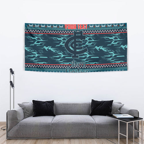 Personalized Carlton Blues Superhero Santa Christmas Tapestry Knit Pattern Festive Footy