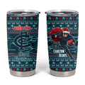 Personalized Carlton Blues Superhero Santa Christmas Tumbler Cup Knit Pattern Festive Footy