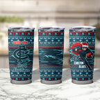 Personalized Carlton Blues Superhero Santa Christmas Tumbler Cup Knit Pattern Festive Footy