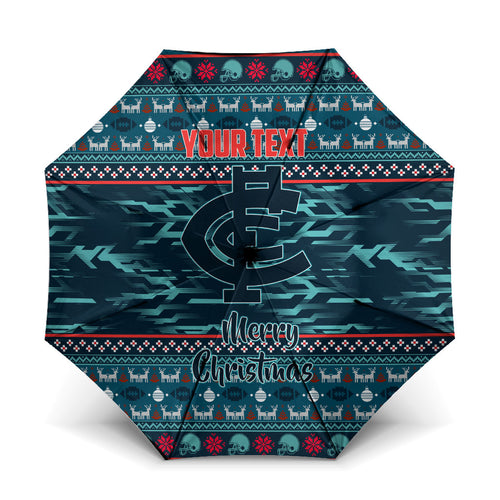 Personalized Carlton Blues Superhero Santa Christmas Umbrella Knit Pattern Festive Footy