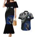 Black And White Aboriginal - Torres Strait Islanders Flag Couples Matching Mermaid Dress and Hawaiian Shirt TS04