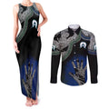 Black And White Aboriginal - Torres Strait Islanders Flag Couples Matching Tank Maxi Dress and Long Sleeve Button Shirt TS04