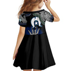 Black And White Aboriginal - Torres Strait Islanders Flag Family Matching Off Shoulder Maxi Dress and Hawaiian Shirt TS04