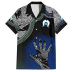 Black And White Aboriginal - Torres Strait Islanders Flag Family Matching Off Shoulder Short Dress and Hawaiian Shirt TS04
