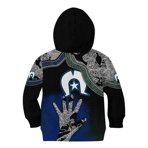Black And White Aboriginal - Torres Strait Islanders Flag Kid Hoodie TS04