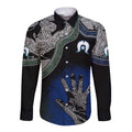 Black And White Aboriginal - Torres Strait Islanders Flag Long Sleeve Button Shirt TS04