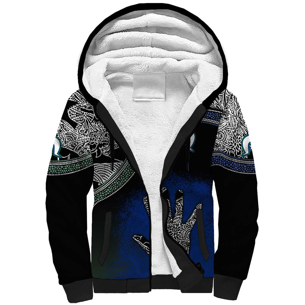Black And White Aboriginal - Torres Strait Islanders Flag Sherpa Hoodie TS04