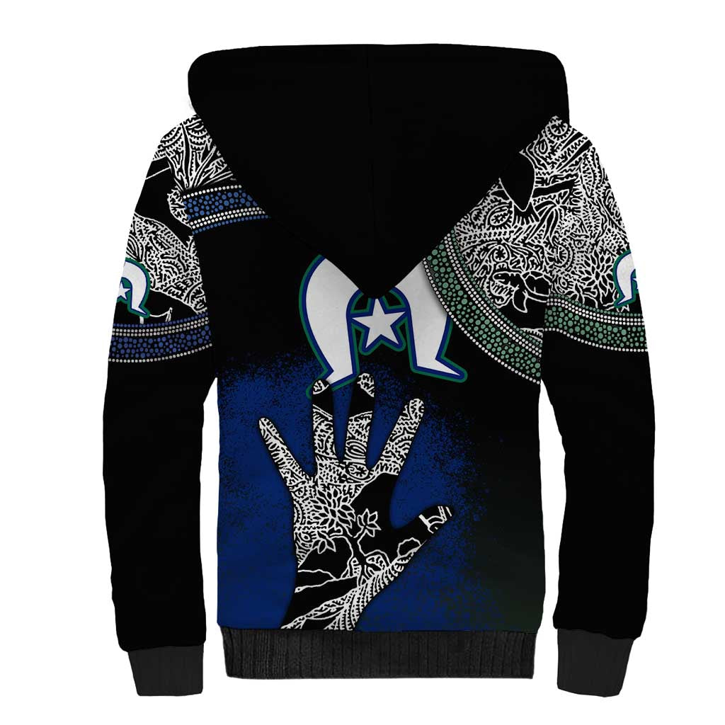 Black And White Aboriginal - Torres Strait Islanders Flag Sherpa Hoodie TS04