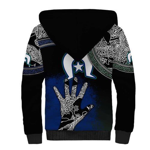 Black And White Aboriginal - Torres Strait Islanders Flag Sherpa Hoodie TS04