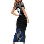 Black And White Aboriginal - Torres Strait Islanders Flag Short Sleeve Bodycon Dress TS04
