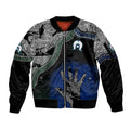 Black And White Aboriginal - Torres Strait Islanders Flag Sleeve Zip Bomber Jacket TS04