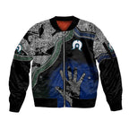 Black And White Aboriginal - Torres Strait Islanders Flag Sleeve Zip Bomber Jacket TS04