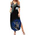 Black And White Aboriginal - Torres Strait Islanders Flag Summer Maxi Dress TS04