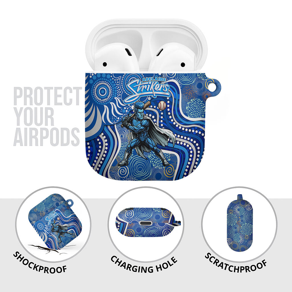 Adelaide Strikers AirPods Case Indigenous Dot Art Superhero Batter Tribal Pattern