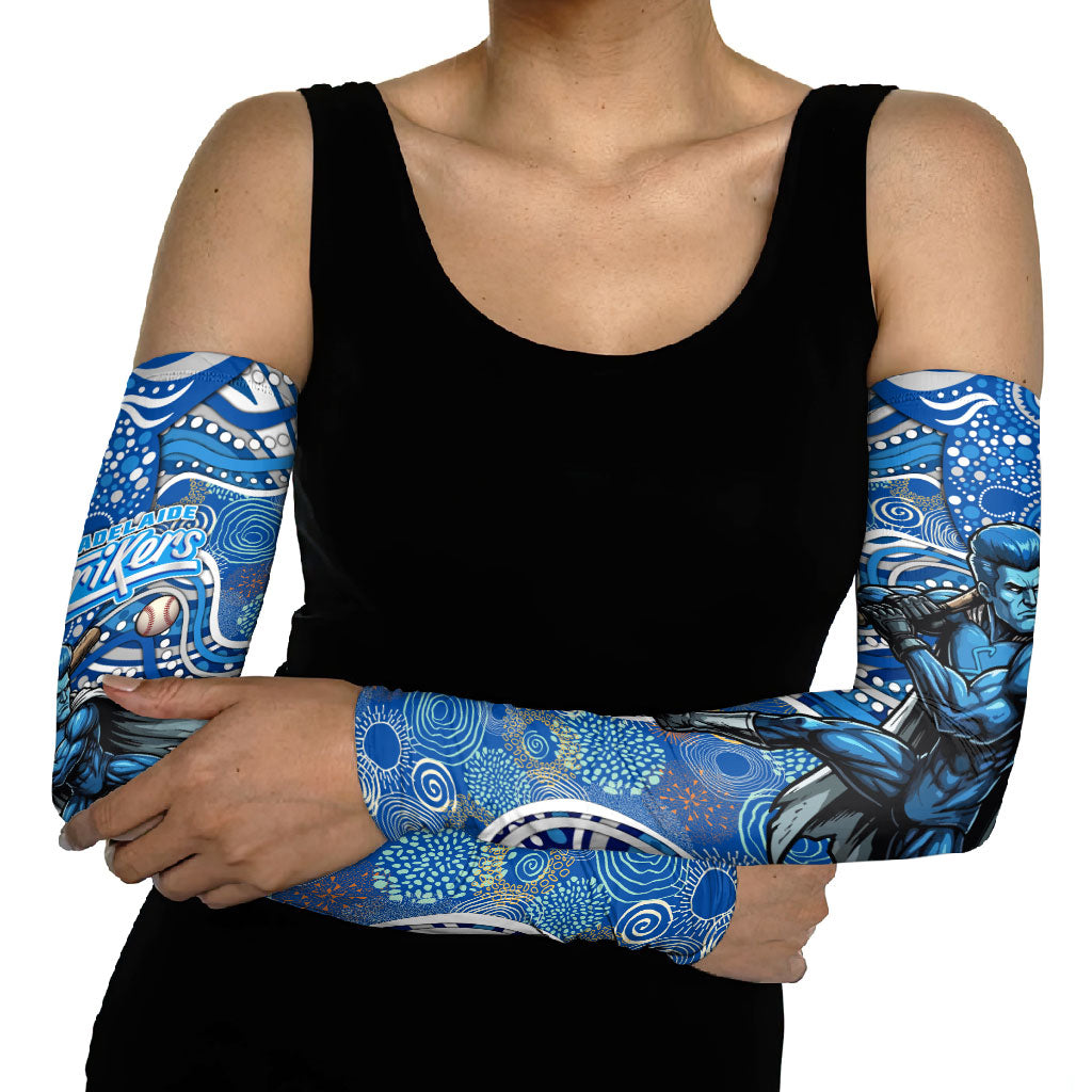Adelaide Strikers Arm Sleeves Indigenous Dot Art Superhero Batter Tribal Pattern