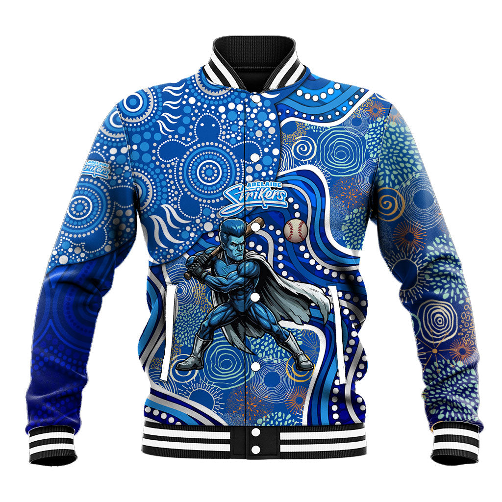 Adelaide Strikers Baseball Jacket Indigenous Dot Art Superhero Batter Tribal Pattern