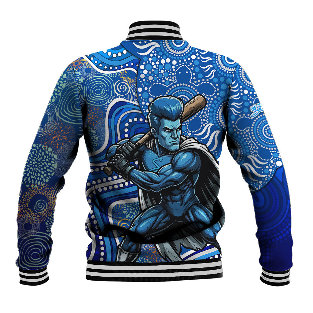 Adelaide Strikers Baseball Jacket Indigenous Dot Art Superhero Batter Tribal Pattern