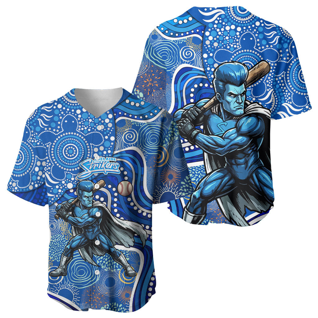 Adelaide Strikers Baseball Jersey Indigenous Dot Art Superhero Batter Tribal Pattern