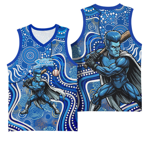 Adelaide Strikers Basketball Jersey Indigenous Dot Art Superhero Batter Tribal Pattern