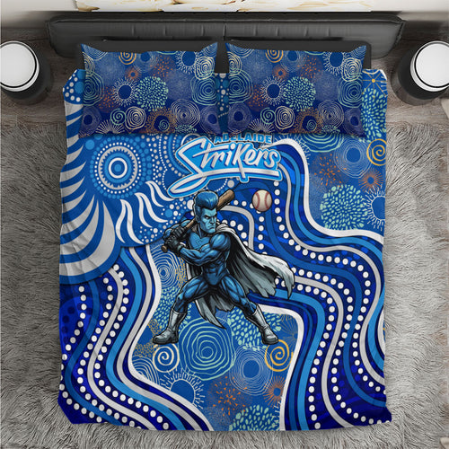 Adelaide Strikers Bedding Set Indigenous Dot Art Superhero Batter Tribal Pattern