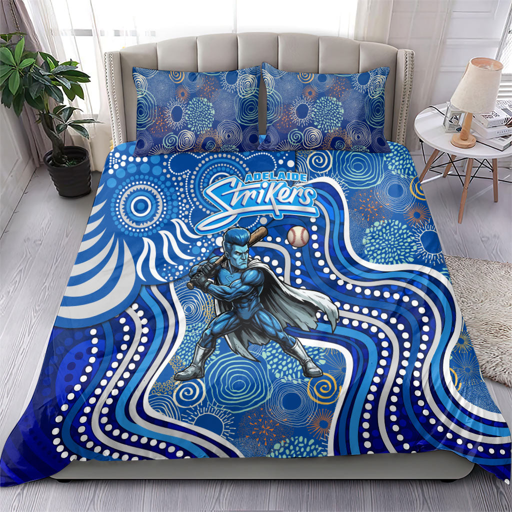 Adelaide Strikers Bedding Set Indigenous Dot Art Superhero Batter Tribal Pattern