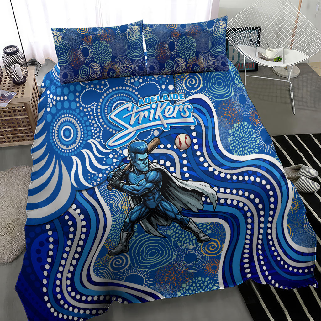 Adelaide Strikers Bedding Set Indigenous Dot Art Superhero Batter Tribal Pattern