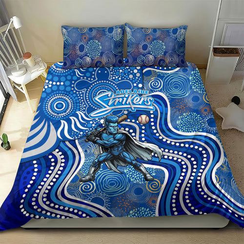 Adelaide Strikers Bedding Set Indigenous Dot Art Superhero Batter Tribal Pattern