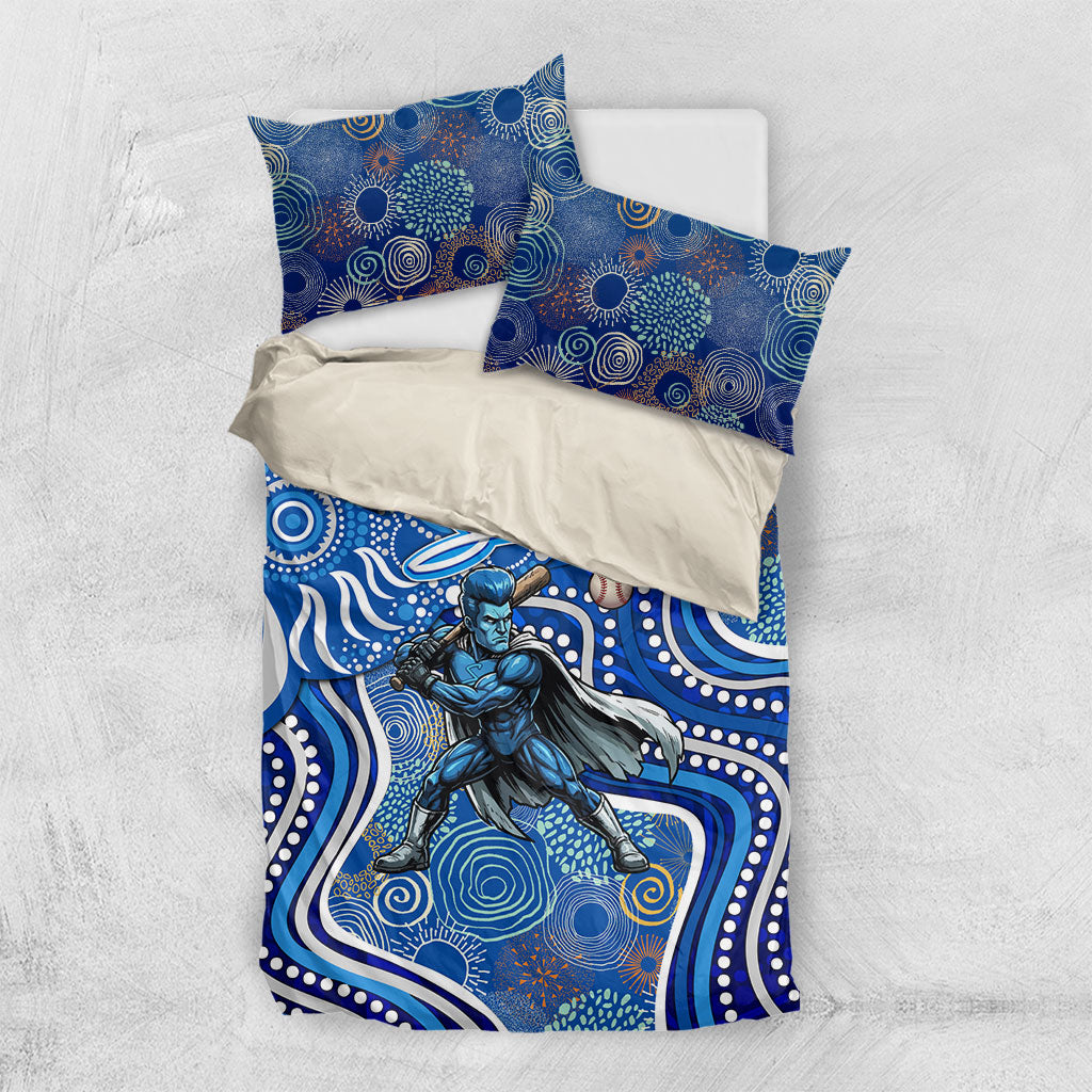 Adelaide Strikers Bedding Set Indigenous Dot Art Superhero Batter Tribal Pattern