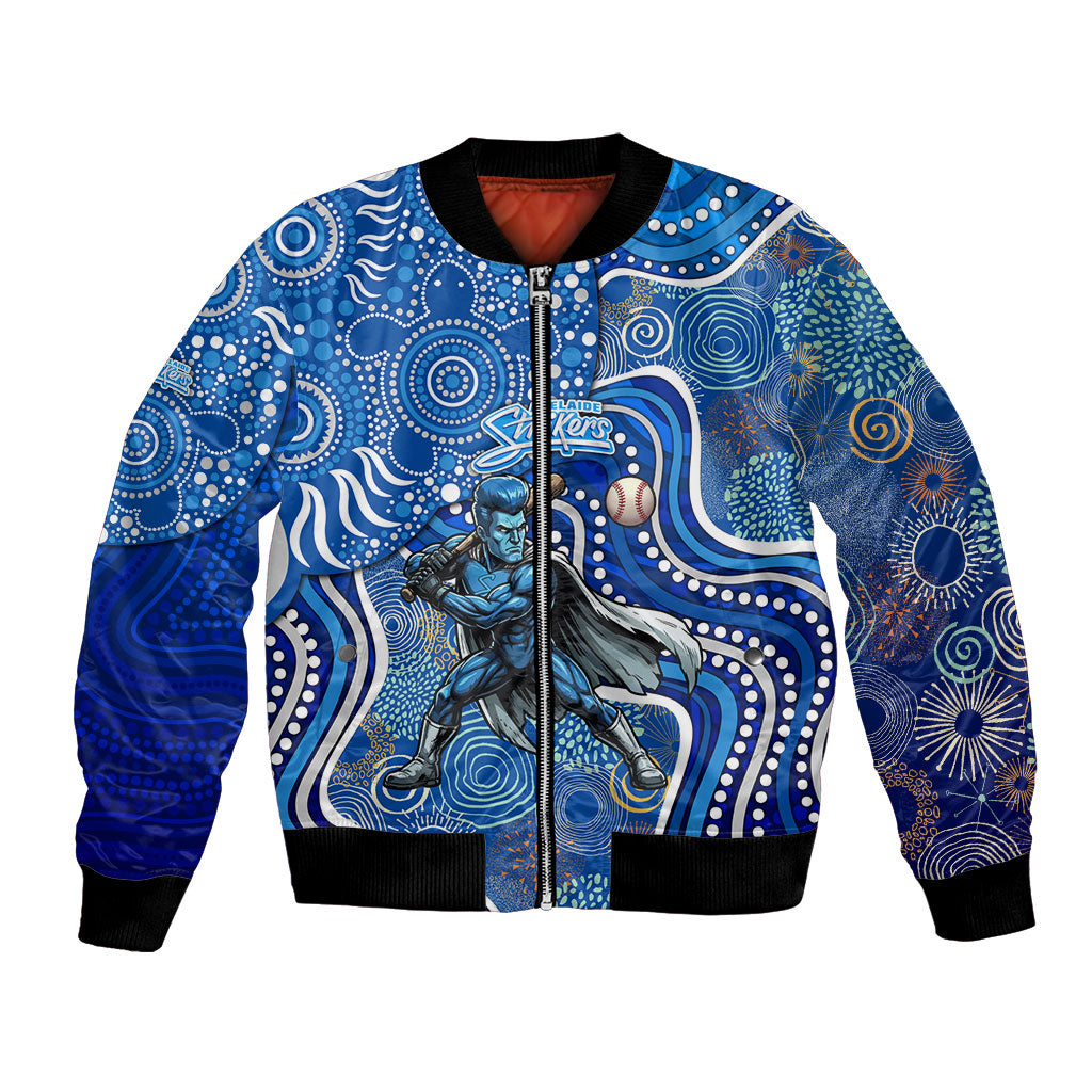 Adelaide Strikers Bomber Jacket Indigenous Dot Art Superhero Batter Tribal Pattern