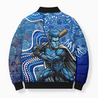 Adelaide Strikers Bomber Puffer Jacket Indigenous Dot Art Superhero Batter Tribal Pattern