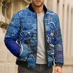 Adelaide Strikers Bomber Puffer Jacket Indigenous Dot Art Superhero Batter Tribal Pattern