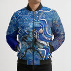 Adelaide Strikers Bomber Puffer Jacket Indigenous Dot Art Superhero Batter Tribal Pattern