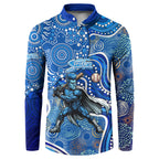 Adelaide Strikers Button Sweatshirt Indigenous Dot Art Superhero Batter Tribal Pattern