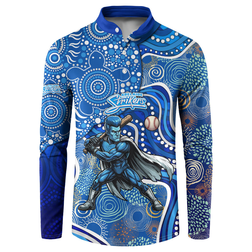 Adelaide Strikers Button Sweatshirt Indigenous Dot Art Superhero Batter Tribal Pattern