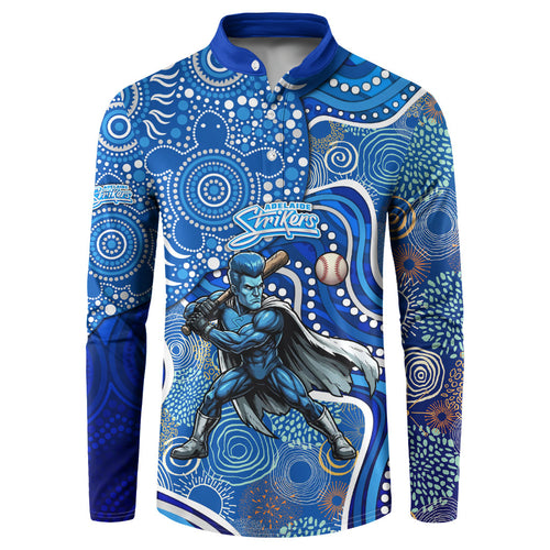 Adelaide Strikers Button Sweatshirt Indigenous Dot Art Superhero Batter Tribal Pattern