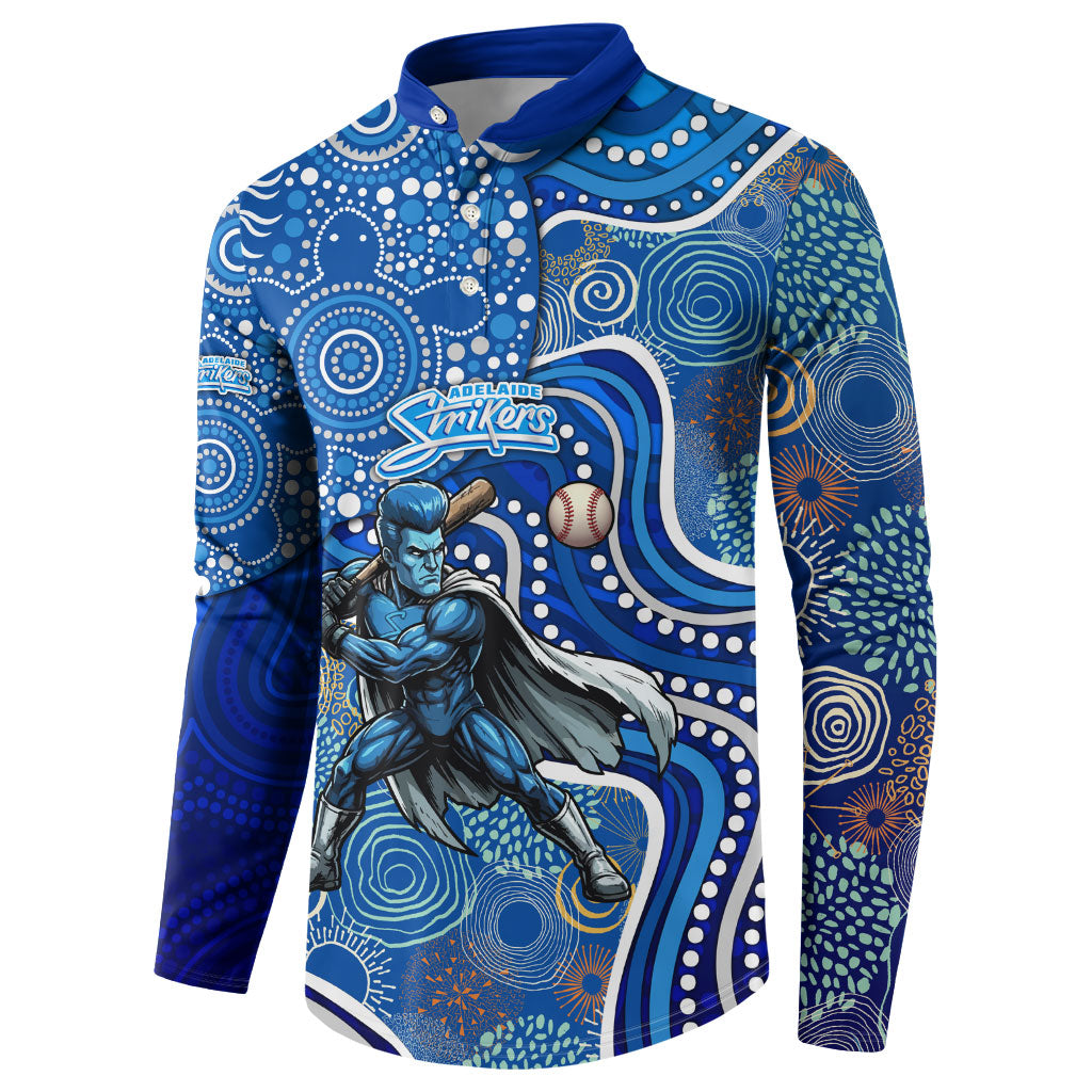 Adelaide Strikers Button Sweatshirt Indigenous Dot Art Superhero Batter Tribal Pattern