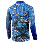 Adelaide Strikers Button Sweatshirt Indigenous Dot Art Superhero Batter Tribal Pattern